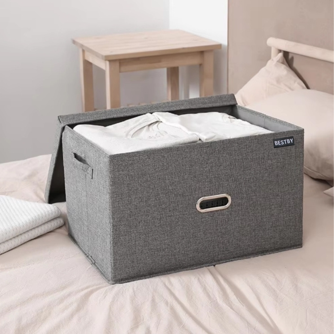 Washable and Foldable Canvas Storage Box - Grey - S - Image 5