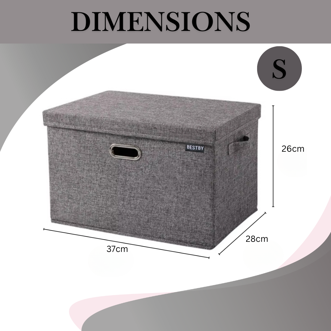 Washable and Foldable Canvas Storage Box - Grey - S - Image 6