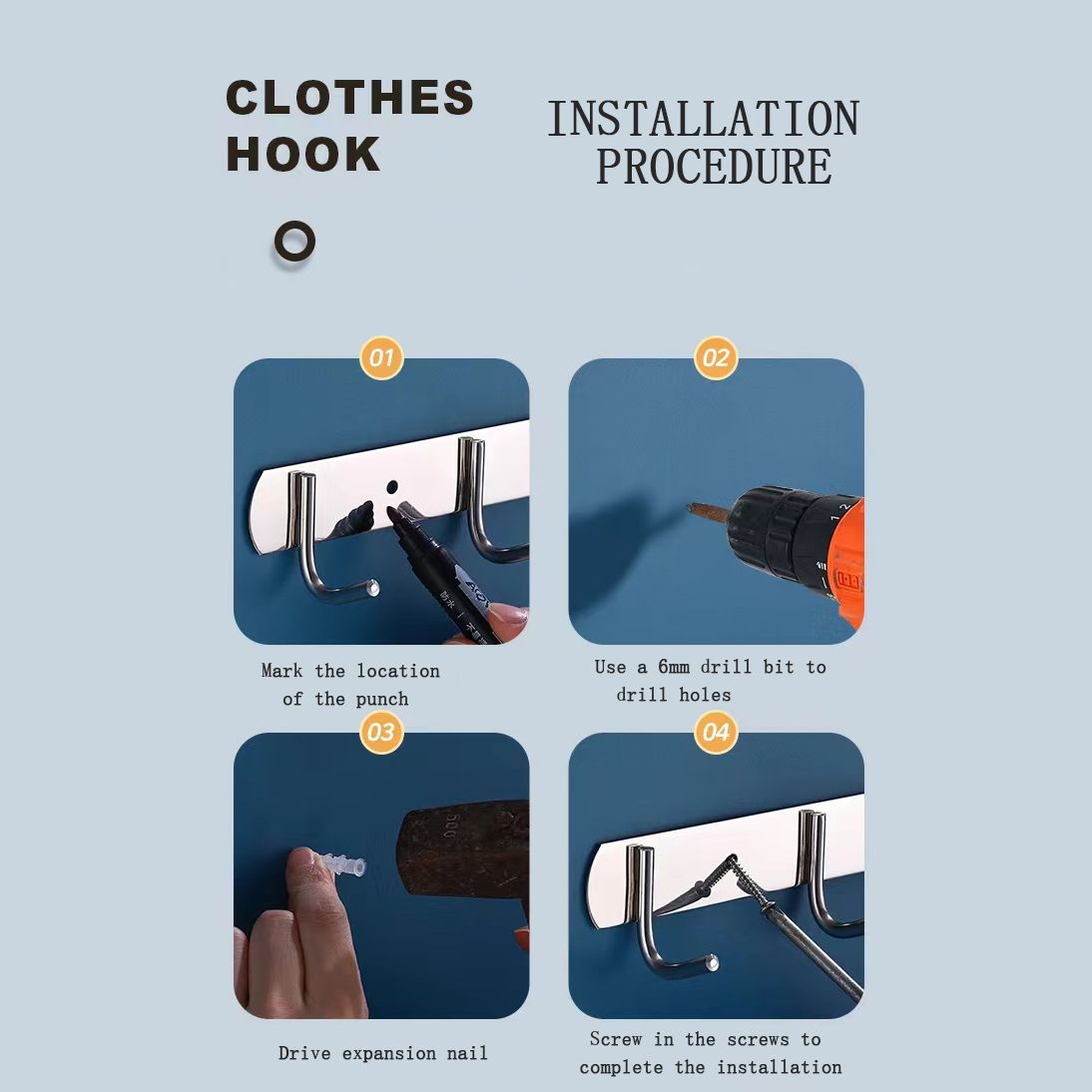 Wall Mounted Hook Rack(2 Pack) - 36 cm - Image 2