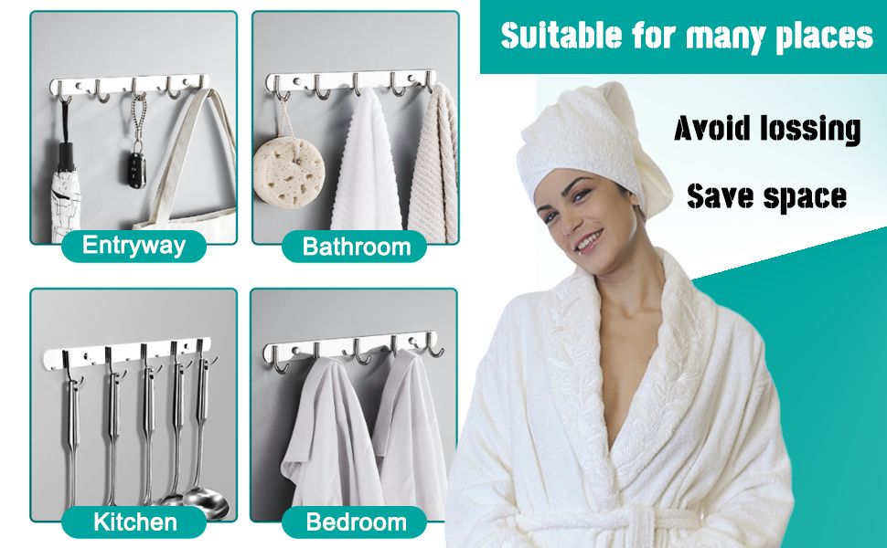 Wall Mounted Hook Rack(2 Pack) - 36 cm - Image 3