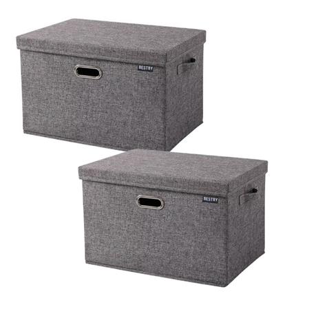 Bestby – Washable and Foldable Canvas Storage Box-Two Pack – Grey – S