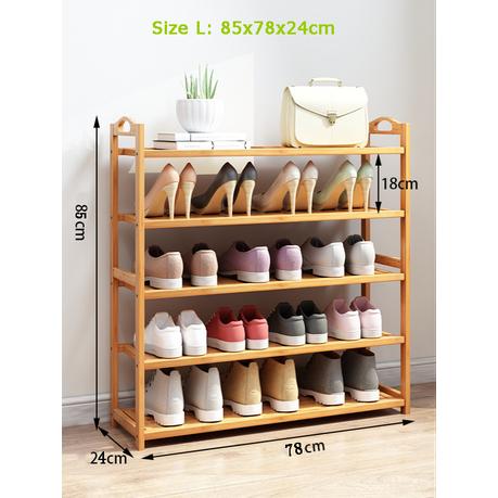 Bestby - 5-Tier/4-Tier Bamboo Shoe Rack/ Shoe Storage Organizer - 85cm - 66.0 cm - Image 3