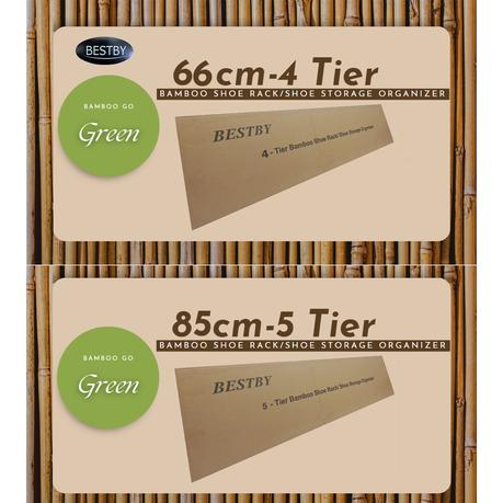 Bestby - 5-Tier/4-Tier Bamboo Shoe Rack/ Shoe Storage Organizer - 85cm - 66.0 cm - Image 4