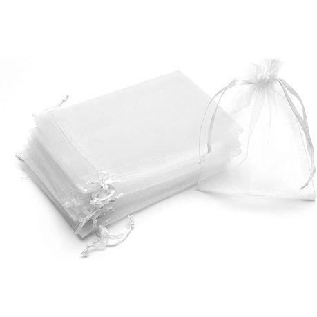 Bestby - Bulk 50pcs Organza Bags - 9x12cm - Black - White