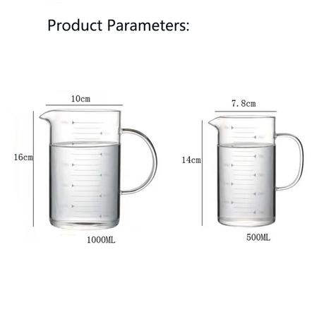 500ML/1000ML Durable Borosilicate Glass Measuring Cup - 14 cm - Image 3
