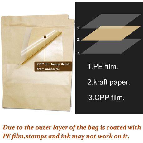 Kraft Paper Resealable Pouches with Matte Window(50 Piece) - S - Image 5