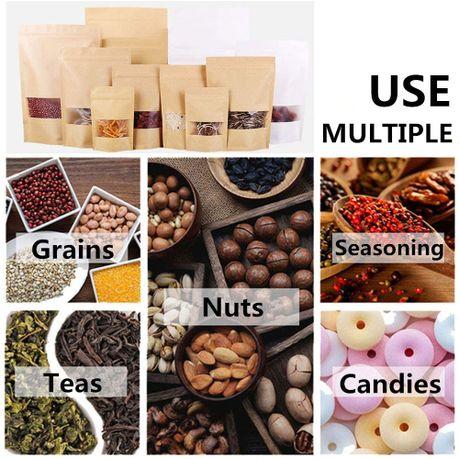 Kraft Paper Resealable Pouches with Matte Window(50 Piece) - M - Image 3