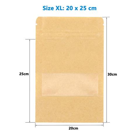 Kraft Paper Resealable Pouches with Matte Window(50 Piece) - M - Image 6