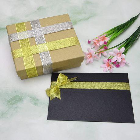 Gold/Silver Glitter Fabric Ribbon(4 Pack) - 6 mm