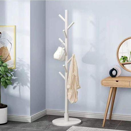 Solid Beech Wood Coat Hanger with 8 Hooks - Walnut Color - Image 9