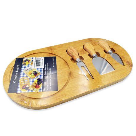Bestby - Bamboo Cheese Serving Board With 3 Mini Knives