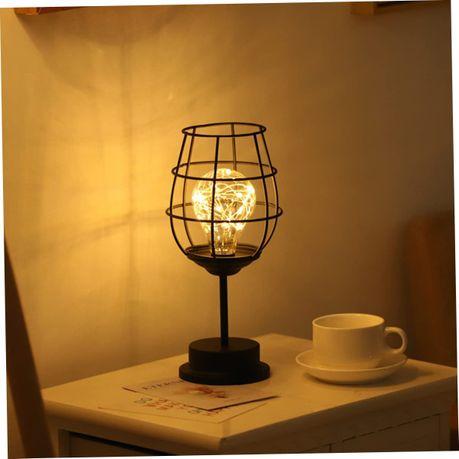 Iron Art Wine Glass Led Table Lamp Powered by Battery