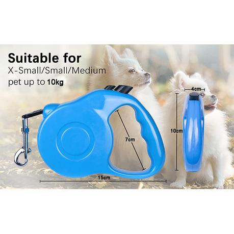 5M Retractable Dog Leash for Small/Medium Dog - Blue - Image 4