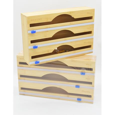 3-in-1 Bamboo Food Wrap Dispenser/Organizer with Cutters - M - Image 3
