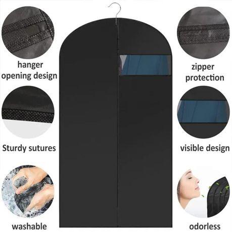 Black Hanging Garment Bag/Suit Bag with Clear Window - 5 Pack - 2 XL