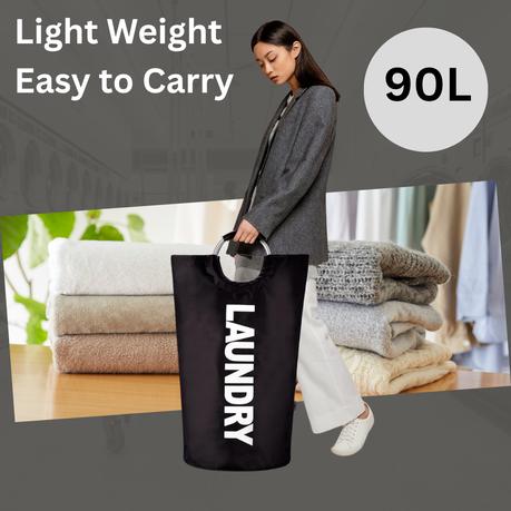 90L Extra Large Collapsible Laundry Basket - Grey - Image 10