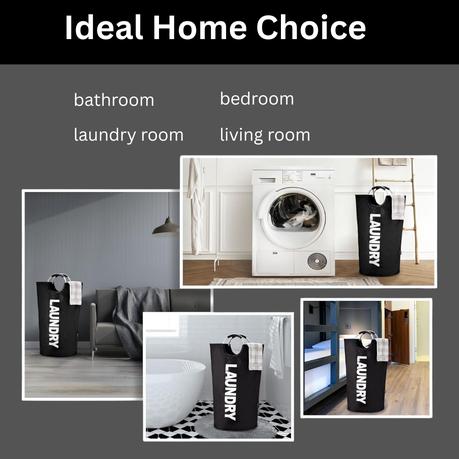 90L Extra Large Collapsible Laundry Basket - Light Cyan - Image 11