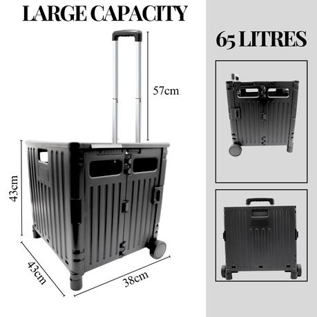Bestby - 50L/65L Heavy Duty Foldable Cart with Wheels and Pull Handle - 50.0 L - Image 7