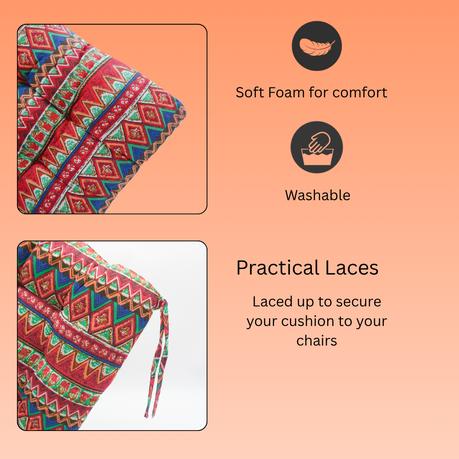Bestby - Square Chair Seat Patio Cushion (40x40x6cm) - Red - Image 14