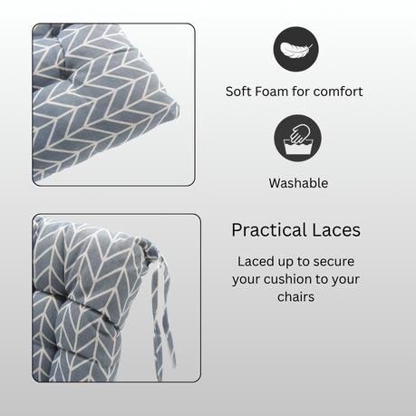 Bestby - Square Chair Seat Patio Cushion (40x40x6cm) - Grey - Image 9