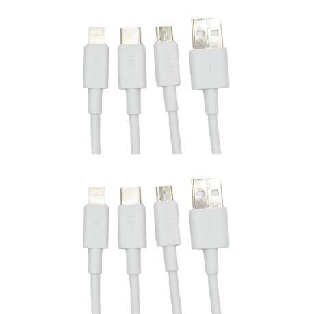 TRUKE 3 in 1 Fast Charging Data Cable (2 Pack) - 1.2 Meter