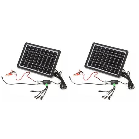 15W Solar Panel Charging Station with USB Multi-Head Cable (Set of 2)