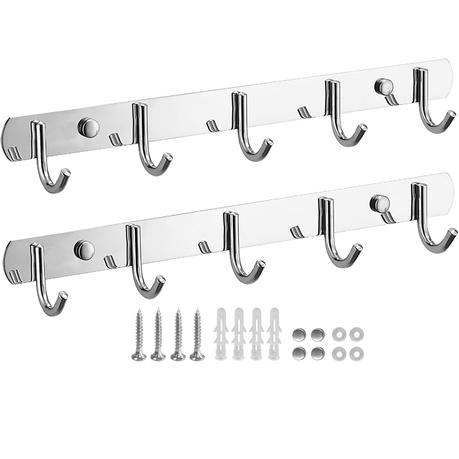 2 Pack Heavy Duty Wall Coat Rack with Hooks - 36 cm