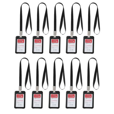 ARFAST -10 Piece Name Card/ID Badge Holder with Lanyard (Portrait) - Grey