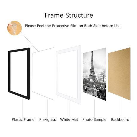 ARFAST - 8"x10" Picture Frame with Mat and Spring Clips(Set of 5) - Black - Image 3