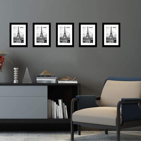 ARFAST - 5"x7" Picture Frame with Mat and Spring Clips(Set of 5) - Black - Image 4