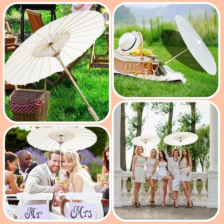 Pure White Handmade Chinese Umbrella Parasol for Party or Decoration - 3 Piece - Image 4