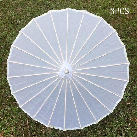 Pure White Handmade Chinese Umbrella Parasol for Party or Decoration - 3 Piece - Image 5