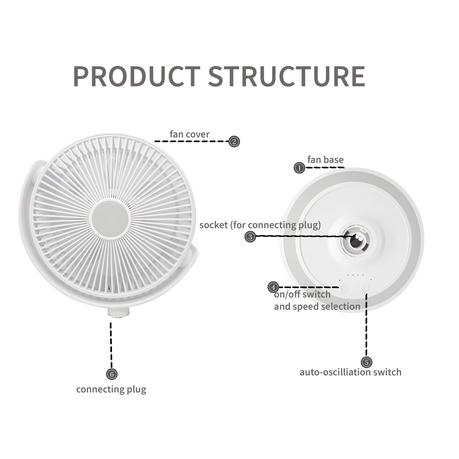 AICOM - 25cm Oscillating Rechargeable Long-lasting Desk Fan - Image 3