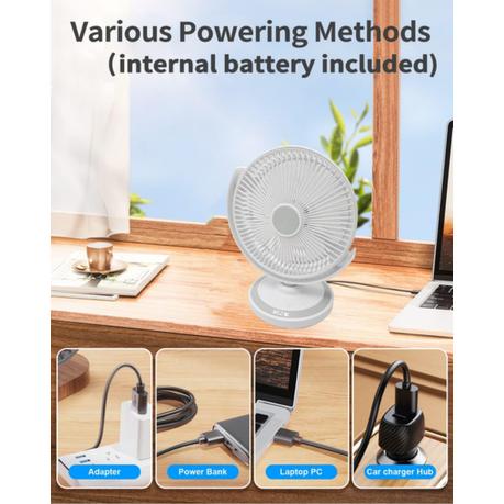AICOM - 25cm Oscillating Rechargeable Long-lasting Desk Fan - Image 5