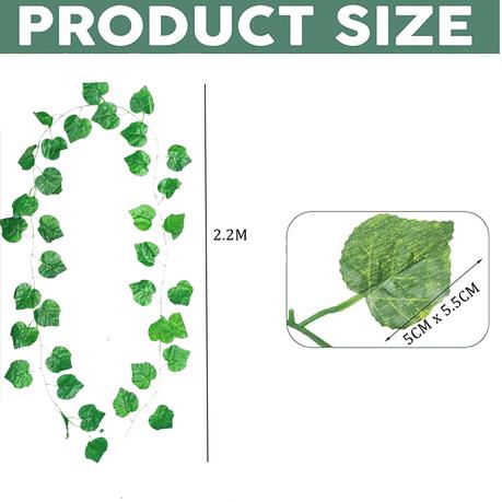 Bestby - 12 Strands Artificial Vine Leaves Hanging Green Leaves - Grape - Image 3