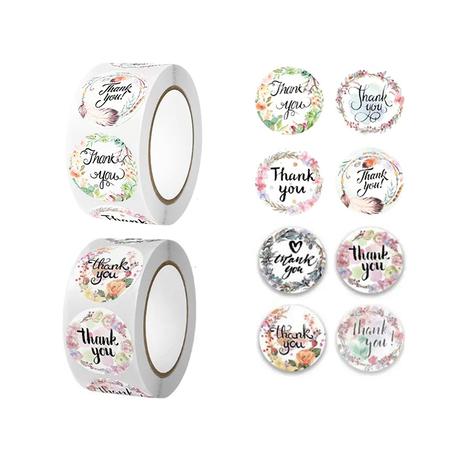 Bestby - 1000pcs 35mm Round Floral Garland Thank You Stickers for Packaging
