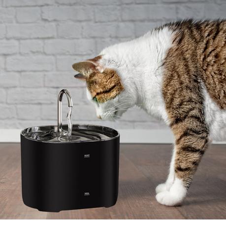 AICOM - 2.2L Pet Water Dispenser Fountain with Stainless Steel Tap - Black, Transparent - Image 6