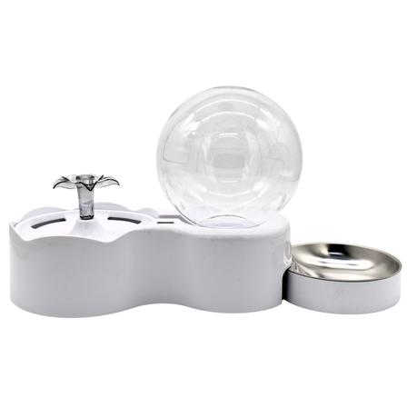 AICOM- 2 in One Pet Water Fountain Dispenser with Stainless Steel Food Bowl