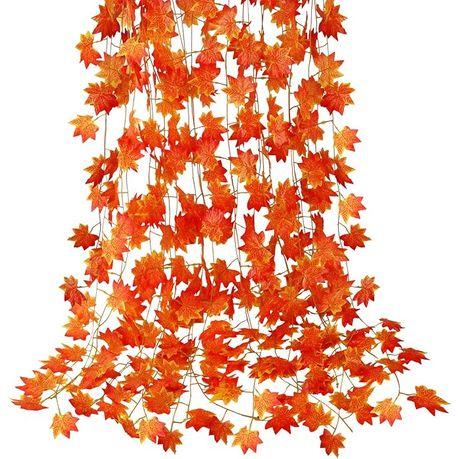 Bestby - 12 Strands 2.3m Artificial Vines Orange Fall Maple Leaves