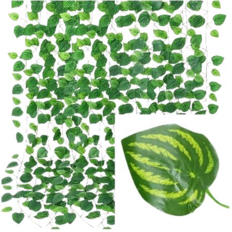 Bestby - 12 Strands 70 Leaves Artificial Vines Green Leaves - Watermelon