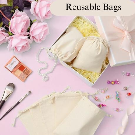 50 Pieces Drawstring Cotton Sachet Bags for Packaging Gift Storage - S - Image 4