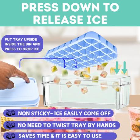 Bestby - Double Stack Ice Cube Tray with Lid, Storage Bin and Shovel - Beige - Image 11