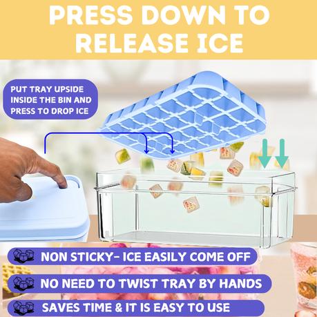 Bestby - Double Stack Ice Cube Tray with Lid, Storage Bin and Shovel - Beige - Image 5