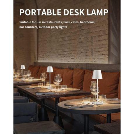 AICOM-Rechargeable 3-color LED Metal Table Lamp Lasting Up to 12 hours - White - Image 4