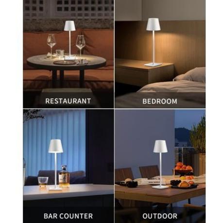 AICOM-Rechargeable 3-color LED Metal Table Lamp Lasting Up to 12 hours - White - Image 5