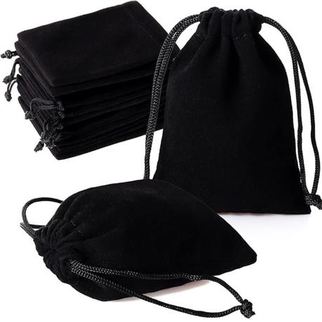 Bestby - 50pcs Velvet Drawstring Bags for Jewellery/Gifts - Black - L