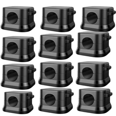 AICOM - Magnetic Cable Organizer Cable Clip Holder (Set of 12) - Black