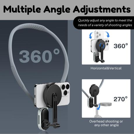 AICOM - Magnetic Hand-free Phone & Camera Holder Neck Mount POV/Vlog Selfie - Image 4
