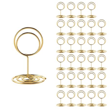 Bestby-Spiral Base Metal Card Holder Stand for Weddings, Events -30pcs - Gold
