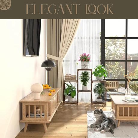 Bestby- 6/8 Tiered Carbonized Wood Pot Plant Flower Stand Shelf with Tools - 81 cm - Image 9